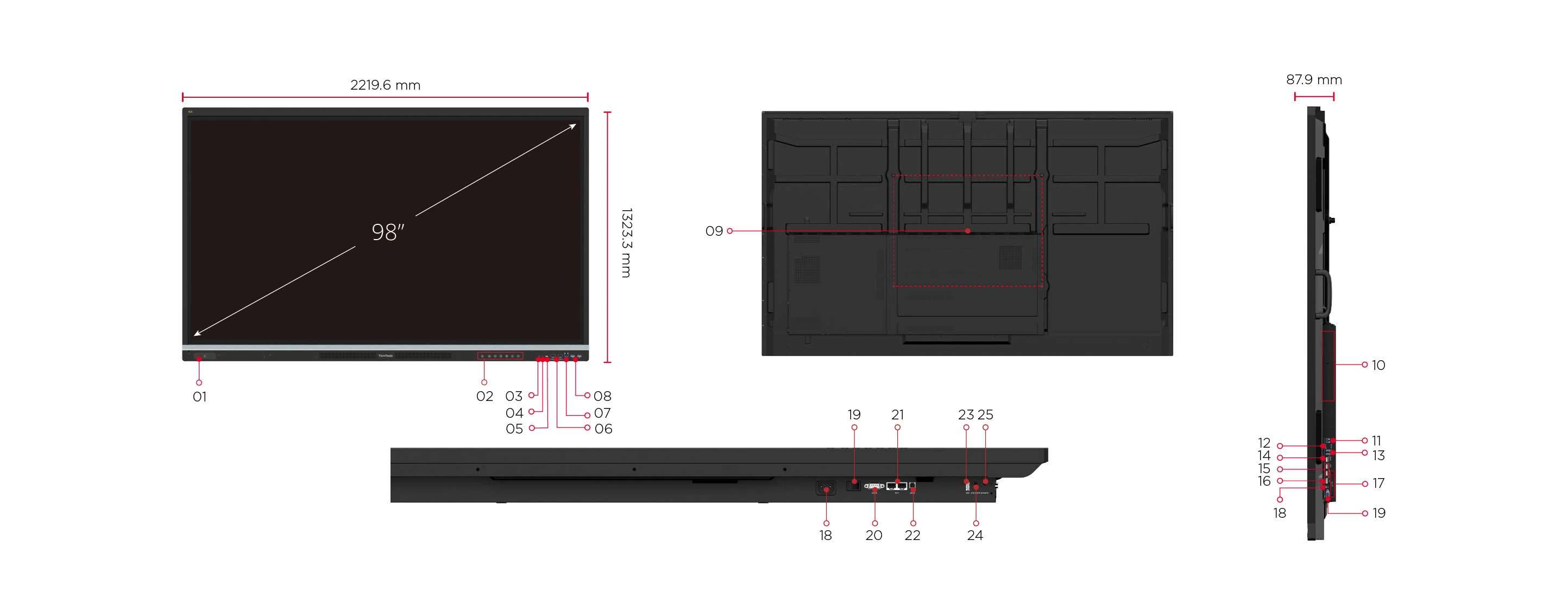 Màn hình tương tác ViewSonic IFP9851 4K 98 inch, Android 14, NFC, 50 điểm chạm, EPEAT Silver